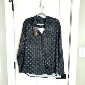 The American West Men's Black Snap Button Down Longhorn Novelty Print NWT L